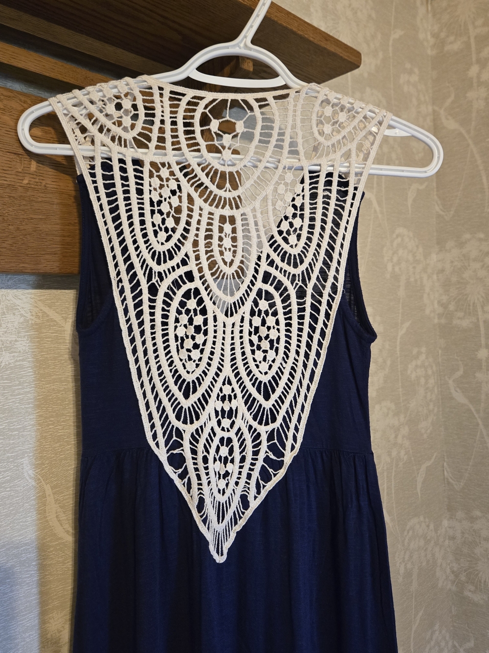 Dex Navy Dress with White Crochet Back Panel